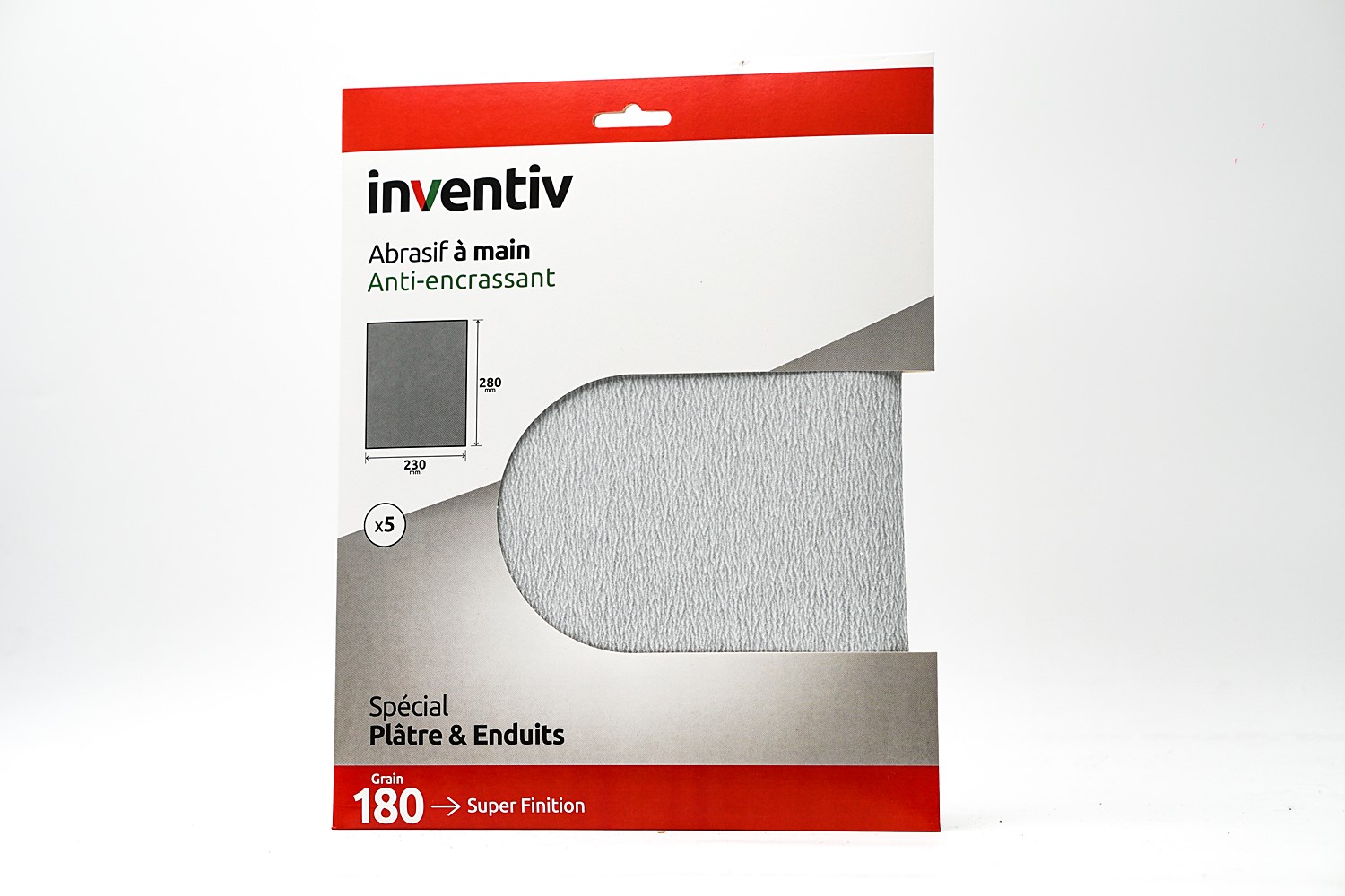 5 feuilles anti-encrassantes 230x280mm grains 180 - INVENTIV